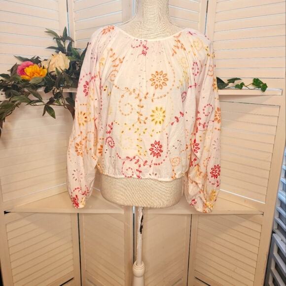 ANTHROPOLOGIE FLORAL SUMMER BLOUSE SIZE MED - Picture 2 of 7